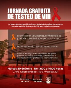 Día del test de VIH: jornada de testeos rápidos, gratuitos y confidenciales