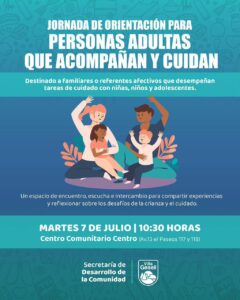 *JORNADA PARA PERSONAS ADULTAS QUE ACOMPAÑAN Y CUIDAN* ‍ ‍ ‍ Si sos mamá, papá, abuela, abuelo, tío, tía